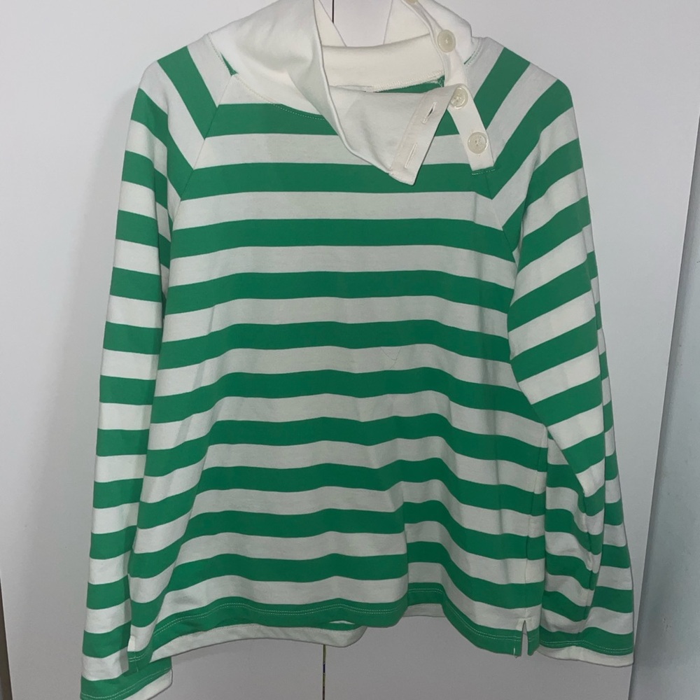 J. Crew Striped Wide Button Collared Sweater Womens Medium